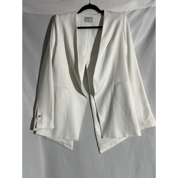 Premonition Blazer Woman's 8 White Open Front Pleated Open Back Jacket - Picture 1 of 7